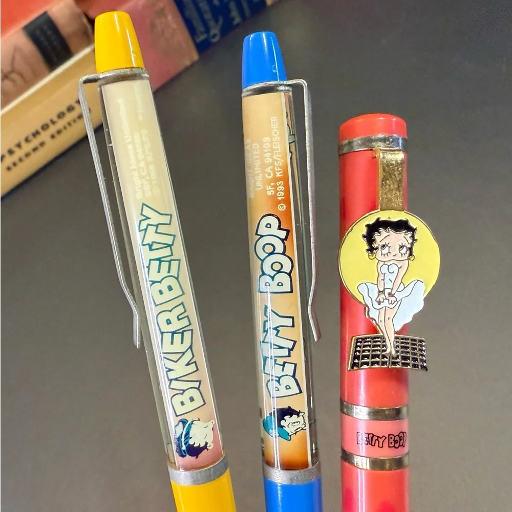 Set Of 3 VINTAGE Betty Boop 1986 Float Pen * Floaty Pen Made In Denmark